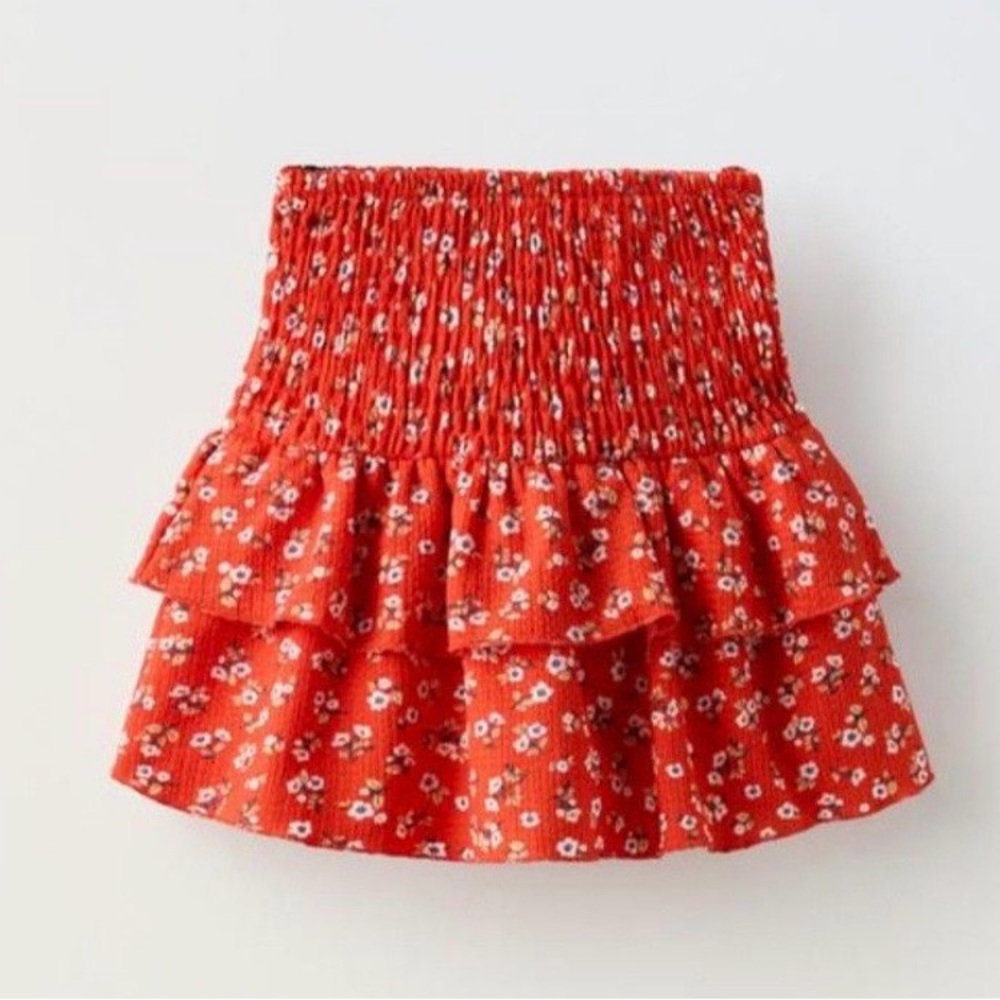 Zara Girls Red Floral Skitt